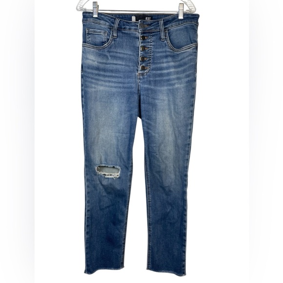 KUT from the Kloth Denim - KUT from the Kloth Straight Leg High Rise Jeans Button Fly Distressed 8L